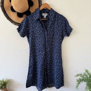 Vintage 90’s Navy Blue Ditsy Floral Button Front Tie Back Romper Size Small